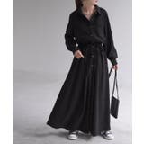 コーデュロイ生地ブラック(トール丈) | ワンピース レディース 長袖 ロングワンピース シャツワンピース マキシワンピ | HUG.U