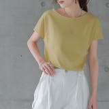 ミモザイエロー | Tシャツ レディース フレンチスリーブ トップス フレンチ 半袖 無地 黒 白 | HUG.U