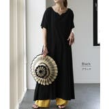 ワンピース レディース ロングワンピース 半袖 Tシャツワンピ 黒 白 | HUG.U | 詳細画像17 