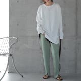 ホワイト | ロンT  レディース カットソー トップス ロングTシャツ Uネック スリット | HUG.U