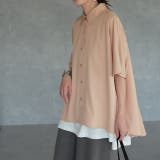 ピンクベージュ | トップス ブラウス レディース 体型カバー お尻が隠れる 半袖 ドルマン アシ | HUG.U