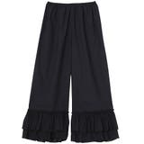 ブラック | ペチパンツ ロング フリル コットン 綿 パンツ レディース 大きいサイズ レ | HUG.U