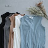 ワンピース レディース ロングワンピース キーネック ノースリーブ ワッフル | HUG.U | 詳細画像7 