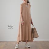 ワンピース レディース ロングワンピース キーネック ノースリーブ ワッフル | HUG.U | 詳細画像8 