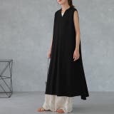 ブラック | ワンピース レディース ロングワンピース キーネック ノースリーブ ワッフル | HUG.U