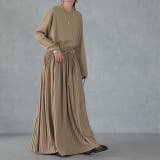 ラテベージュ | ワンピース ロング プリーツ レディース ロングワンピース 長袖 | HUG.U