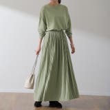 ペールオリーブ | ワンピース ロング プリーツ レディース ロングワンピース 長袖 | HUG.U