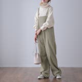 オリーブベージュ | サロペット オールインワン レディース 大きいサイズ ワイド オーバーオール | HUG.U