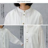 シャツ レディース ノーカラー トップス サテン ブラウス ロング 光沢 | HUG.U | 詳細画像22 