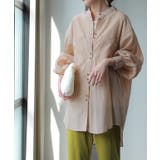 シャツ レディース ノーカラー トップス サテン ブラウス ロング 光沢 | HUG.U | 詳細画像5 