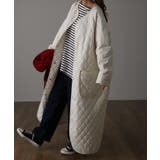オフホワイト | ロングコート キルティング レディース アウター 中綿 コート | HUG.U