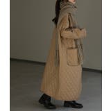 サンドベージュ | ロングコート キルティング レディース アウター 中綿 コート | HUG.U