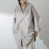 ライトグレー | トップス ロングシャツ ナチュラル ブラウス ノーカラー ロング チュニック | HUG.U
