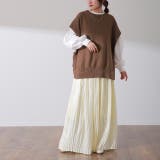 チョコレート | ベスト レディース ニット レイヤード ニットベスト セーター サイドリボン | HUG.U