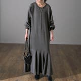 グレー | ワンピース レディース マーメイド 長袖 ワンピ 黒 ロングワンピース Aライ | HUG.U