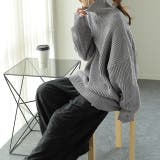 グレー | ニット タートルネック レディース セーター トップス 長袖 ハイネック コ | HUG.U