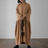 キャラメル | ニットワンピース ロング レディース ワンピース 黒 ニットワンピ ハイネック | HUG.U