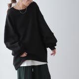 ブラック | トレーナー レディース 裏起毛 スウェット トップス 裏シャギー 体型カバー | HUG.U