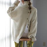 アイボリーベージュ | カーディガン タートルネック レディース セーター トップス ハイネック ニッ | HUG.U