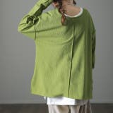 ピスタチオ | トップス レディース  ロンT Tシャツ レイヤード スリット 無地 長袖 丸 | HUG.U