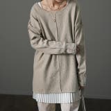 トープ | トップス レディース  ロンT Tシャツ レイヤード スリット 無地 長袖 丸 | HUG.U