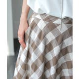 スカート ブロックチェック ロングスカート フレア Aライン ボトムス チェッ | HUG.U | 詳細画像18