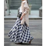 スカート ブロックチェック ロングスカート フレア Aライン ボトムス チェッ | HUG.U | 詳細画像7
