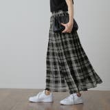 チェックモノトーン | スカート ロング シフォン プリーツ レディ―ス ボトムス プリーツスカート | HUG.U