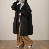 ブラック | アウター レディース ミリタリー ライトアウター ロング スプリングコート | HUG.U