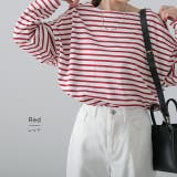 トップス ボーダー カットソー レディース ロンT オーバーサイズ ロングTシ | HUG.U | 詳細画像11