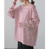 トップス ボーダー カットソー レディース ロンT オーバーサイズ ロングTシ | HUG.U | 詳細画像5