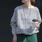 ホワイトネイビーブラック | トップス ボーダー カットソー レディース ロンT オーバーサイズ ロングTシ | HUG.U