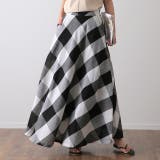 モノトーン | スカート ブロックチェック ロングスカート フレア Aライン ボトムス チェッ | HUG.U