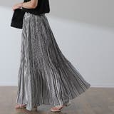 ブラックストライプ | スカート ロング シフォン プリーツスカート プリーツスカート ロングスカート | HUG.U