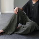 モスグレー | ワイドパンツ レディース パンツ リネン レーヨン 刺繍 レース ゆったり ナ | HUG.U