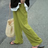 ピスタチオ | パンツ レディース ワイドパンツ ロング フレアパンツ センターライン ゴム | HUG.U