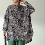 ブラック | シャツ レディース トップス ペイズリー柄 スリット ロング ロングシャツ ブ | HUG.U