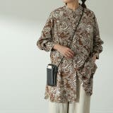 ブラウン | シャツ レディース トップス ペイズリー柄 スリット ロング ロングシャツ ブ | HUG.U