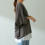 ストーングレー | Tシャツ レディース トップス ドルマンスリーブ 二の腕カバー チュニック オ | HUG.U