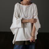 ホワイト | Tシャツ レディース トップス ドルマンスリーブ 二の腕カバー チュニック オ | HUG.U