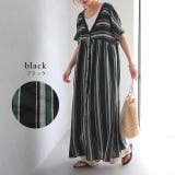 ワンピース 綿 麻 シャツワンピース ストライプ ボーダー マルチボーダー リ | HUG.U | 詳細画像12 