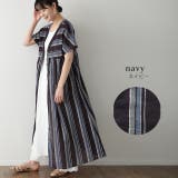 ワンピース 綿 麻 シャツワンピース ストライプ ボーダー マルチボーダー リ | HUG.U | 詳細画像9 