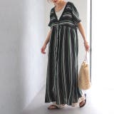 ブラック | ワンピース 綿 麻 シャツワンピース ストライプ ボーダー マルチボーダー リ | HUG.U