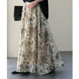 スカート シフォン 花柄 ロングスカート フレア ロング ゴム 大柄 小花柄 | HUG.U | 詳細画像3