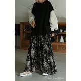 スカート シフォン 花柄 ロングスカート フレア ロング ゴム 大柄 小花柄 | HUG.U | 詳細画像6