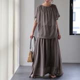 アッシュモーブ | セットアップ レディース 涼しい 2点セット トップス スカート シアー 半袖 | HUG.U