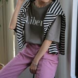 トープグレー(半袖) | Tシャツ レディース トップス ロゴT 半袖 ドルマン 二の腕カバーきれいめ | HUG.U