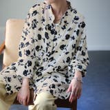 クリーム | シャツ レディース トップス 花柄 とろみ シワになりにくい お尻が隠れる 長 | HUG.U