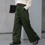 カーキ | パンツ レディース ワイドパンツ ベイカーパンツ 脚長 チノパン ストレート | HUG.U