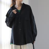 ブラック | シャツ レディース トップス 綿100% オーバーサイズ 長袖 ビッグサイズ | HUG.U